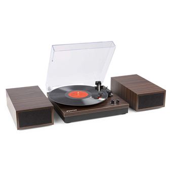Fenton RP165D Platine vinyle Bluetooth avec 2 enceintes - Bois foncé, 3 vitesses de lecture 33, 45 et 78 Tours - 1