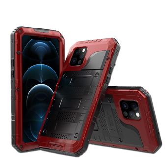 Étanche Étui Pour IPhone 12 Pro Max IP68 Étanche Plein Métal Corps Complet Lourd Duty Durable Étanche Construit 12FT Résistant Aux Chocs Militaires GANGXUN Rouge - 1