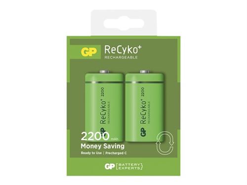 GP ReCyko+ 220CHE-2GB2/C - Batterie 2 x C - NiMH - (rechargeables) - 2200 mAh