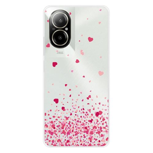 Coque en silicone imprimée compatible Realme C67 4G Confettis de Coeurs Rose