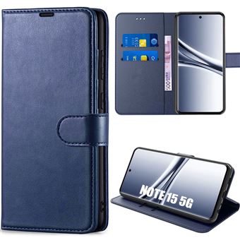 Coque pour Xiaomi Redmi Note 15 5G/4G, Protection Anti-Rayures Antichoc Cuir Synthétique Bleu Foncé - 1