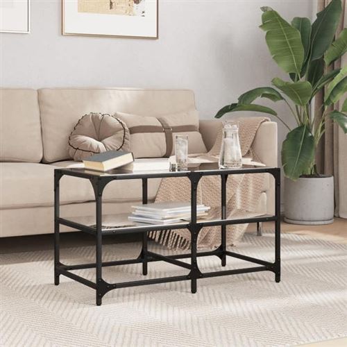vidaXL - Table Basse - Acier - Noir - 78,5x40x45 cm - Image 2
