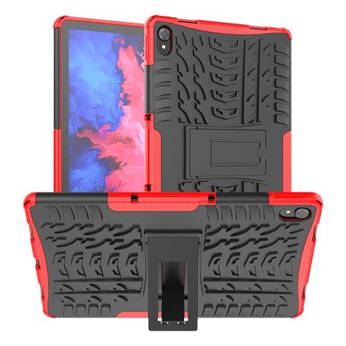 Non Communiqué Rouge Coque En Tpu Texture Du Pneu, Antichoc Avec Béquille Pour Votre Lenovo Tab P11/P11 5G