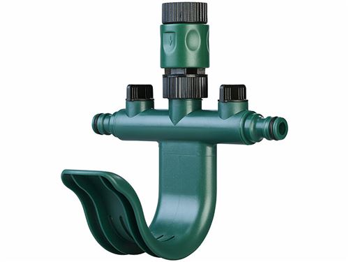 Royal Gardineer : Répartiteur d'eau réglable 2 voies avec support pour tuyau
