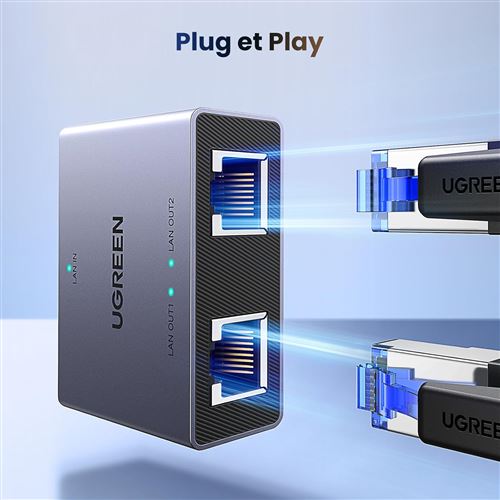 Commutateur RJ45 2 ports 1000 Mbps réseau 1 à 2 Gigabit Ethernet répartiteur pour ordinateur routeur décodeur TV | Leroy Merlin Commutateur RJ45 2 ports 1000 Mbps réseau 1 à 2 Gigabit Ethernet répartiteur pour ordinateur routeur décodeur TV | Leroy Merlin