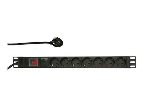 LogiLink - Unité de distribution secteur (rack-montable) - CA 250 V - 3500 Watt - entrée : CEE 7/7 - connecteurs de sortie : 7 (alimentation) - 1U - 19 - noir RAL 9005