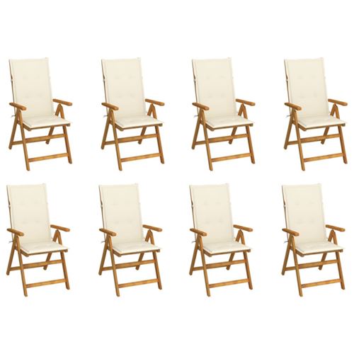 Chaises pliables de jardin avec coussins lot de 8 Bois d acacia