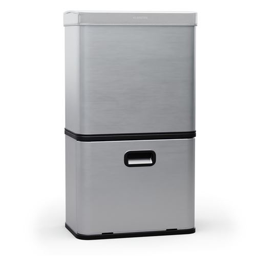 Klarstein Poubelle de cuisine 56 L sans contact en acier inoxydable couvercle à fermeture douc tri sélectif