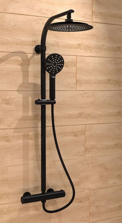 Colonne de douche - mitigeur Thermostatique - Noir Mat - Madura