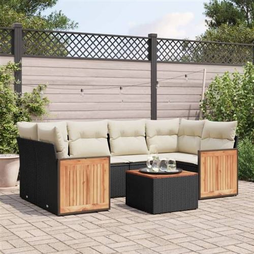 Non Communiqué Noir Salon De Jardin Modulable Vidaxl Rotin 7 Pieces X 59 X 69 6 Personnes