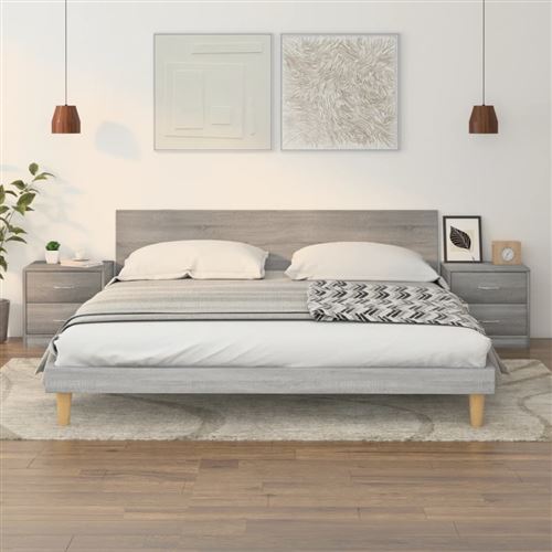 vidaXL - Table de chevet - 40x30x40 cm - Gris - 2 pièces - Image 3