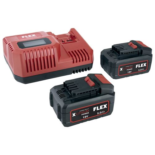 Non Communiqué Power Pack 55 R - 1 Chargeur 10,8 / 18 V + 2 Batteries 18V 5 Ah - Flex - 532739