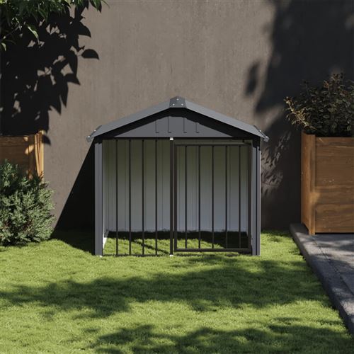 vidaXL Niche pour chien avec toit noir 117x103x102 cm acier galvanisé