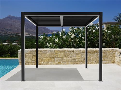 Tonnelle pergola San Pablo, 3x3m, Noir