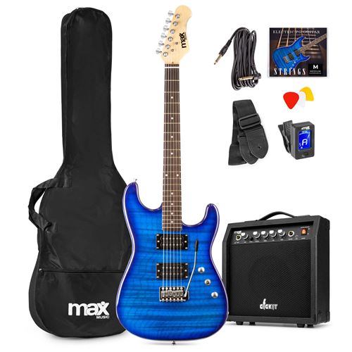 E-Gitarre "MAX GigKit Quilted Style Blau"