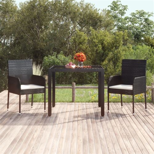 VIDAXL - Table de jardin - Résine tressée - Noir - 90x90x75 cm - Image 2