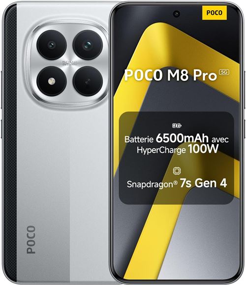 Smartphone - XIAOMI - POCO M8 Pro - 12 Go RAM - 512 Go - 6.83 Argent