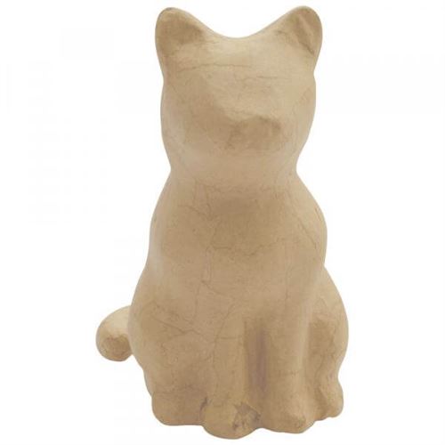 Non Communiqué Chat Assis - 15Cm - Papier Mâché