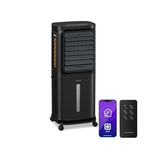 Klarstein Breezcube Ventilateur Rafraîchiseur d'air connecté 340 m³/h 10L 30 m² 3 modes 50W Noir