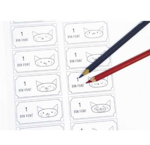 Autocollants Bons points à colorier - Sachet de 20 planches - 14,8 x 21 cm