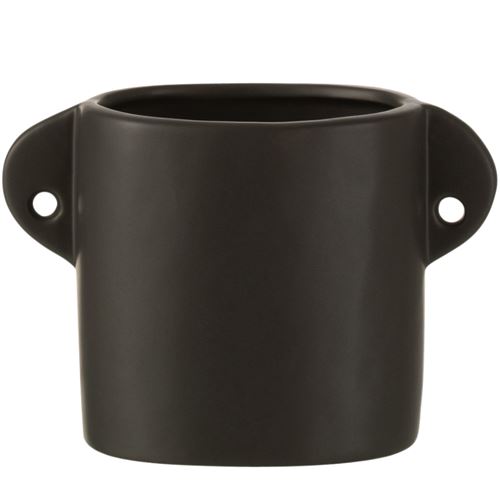 JOLIPA Cache pot en céramique Noire - Hauteur 11.5 cm - Largeur 16 cm - Profondeur 8 cm