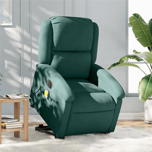 Non Communiqué Vert Vidaxl Fauteuil De Relaxation, Massage, Inclinable Électrique Réglable Velours Foncé