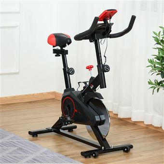 Velo d appartement avec ecran LCD multifonctions velo biking cardio training selle et guidon reglables volant inertie 6 Kg acier noir rouge Velo de fitness Achat prix fnac