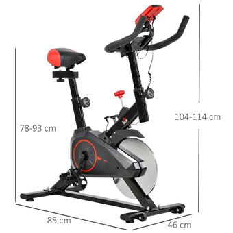 Velo d appartement avec ecran LCD multifonctions velo biking cardio training selle et guidon reglables volant inertie 6 Kg acier noir rouge Velo de fitness Achat prix fnac