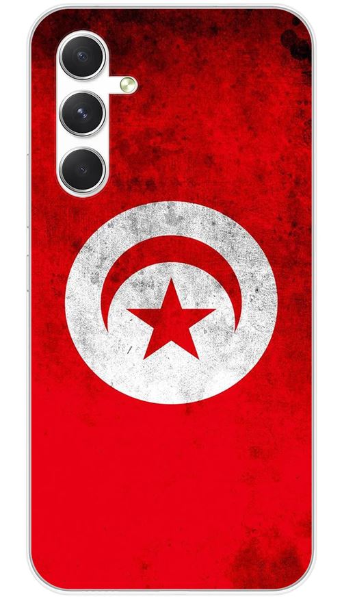 Coque en silicone imprimée compatible Samsung Galaxy A54 5G Drapeau Tunisie