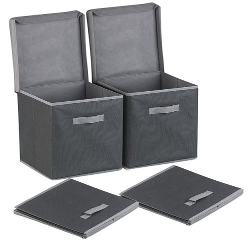 Lot de 2 boîtes de rangement pliables avec couvercle - Noir