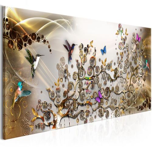 Tableau - Hummingbirds Dance (1 Part) Gold Narrow .Taille : 135x45