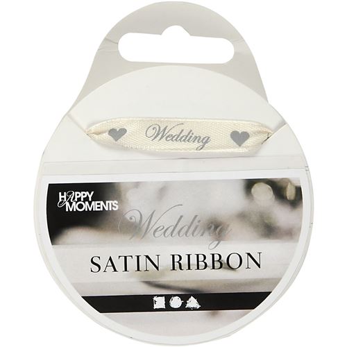 Happy Moments Ruban de satin 10 mm x 8 m blanc cassé