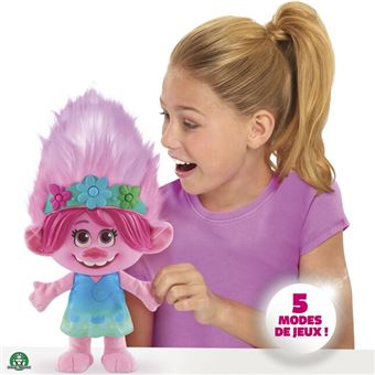 Peluche Trolls Poppy cheveux multicolores 35 cm