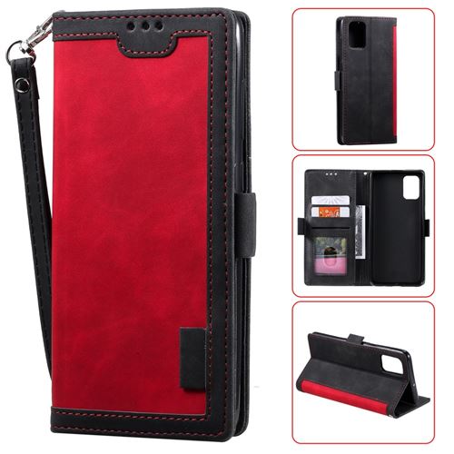 Etui en PU épissage rétro élégant cool rouge pour votre Samsung Galaxy A31
