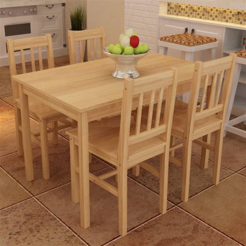 Vidaxl Naturelle Table De Salle À Manger En Bois Avec 4 Chaises Naturel