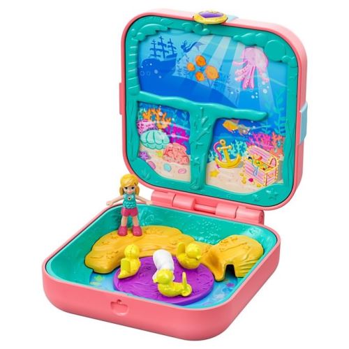 Coffret polly pocket grotte de la sirere - figurine - jouet fille - boite rose