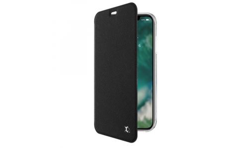 Etui folio XQISIT iPhone-XR noir avec rabat latéral