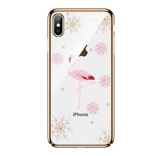 Coque en TPU impression de transfert de l'eau de décor de diamant or pour votre Apple iPhone X/XS 5.8 pouces