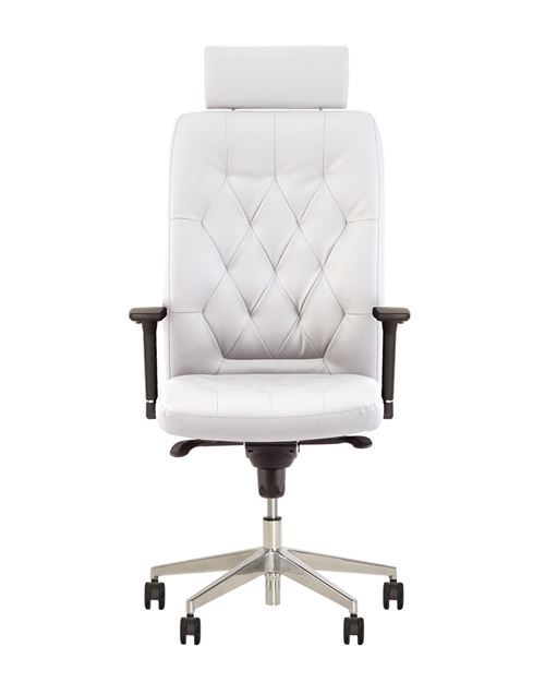 Chester fauteuil de direction professionnel multiposition synchrone, capitonné, vintage blanc