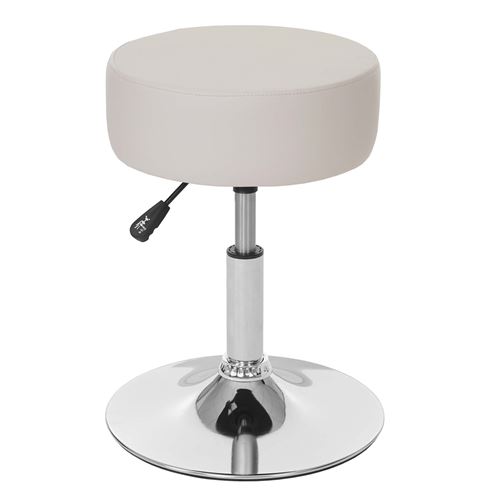 2x Tabouret MENDLER HWC-C22, hauteur réglable, Ø 35 cm similicuir crème