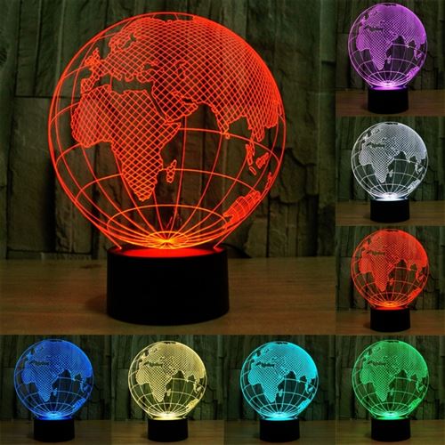 Lampe 3D Globe Europe Luminaire Décoratif Intérieur LED 7 Couleurs Tactile USB - YONIS