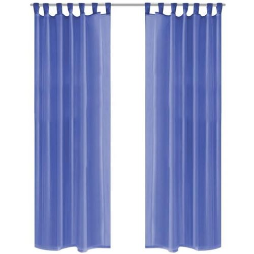 vidaXL Rideau occultant 2 pcs Voile 140 x 175 cm Bleu royal