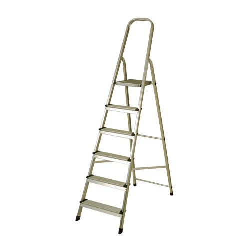 Escabeau en Aluminium 6 Marches Catter House Hauteur Max. Travail 330 cm Pliable avec Rampe