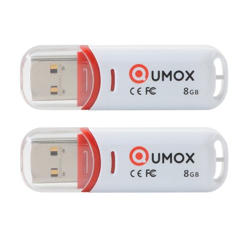 Lot de 2 Qumox clé USB 8Go USB 2.0 8GB 8 GB Pen Drive USB 2.0 Flash Stick rouge blanche