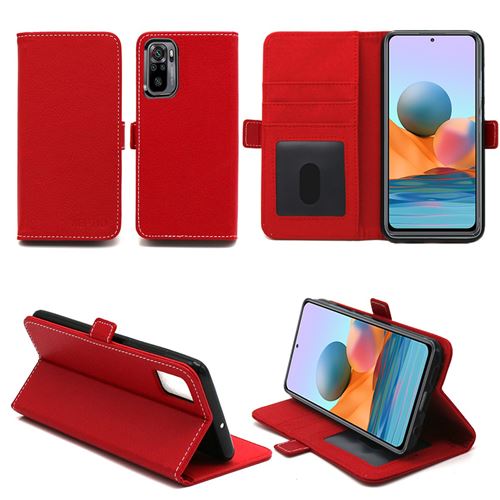 Housse Portefeuille à Rabat rouge pour Xiaomi Redmi Note 10 4G avec Porte Cartes XEPTIO