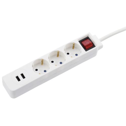 Hama Bloc multiprises USB 3,4A, 3 prises, blanc