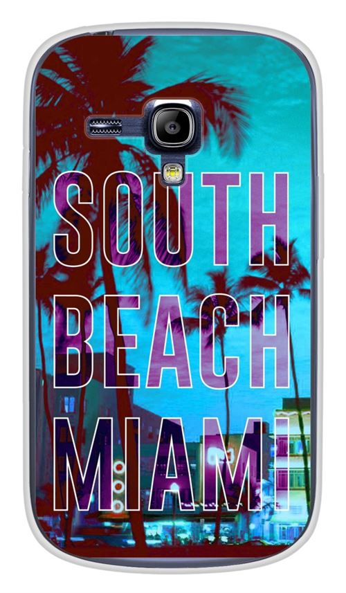 Coque en silicone imprimée compatible Samsung Galaxy S3 Mini South beach miami