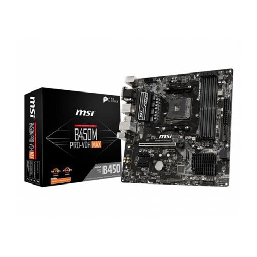 MSI B450M PRO-VDH MAX - Carte-mère - micro ATX - Socket AM4 - AMD B450 Chipset - USB 3.2 Gen 1 - Gigabit LAN - carte graphique embarquée (unité centrale requise) - audio HD (8 canaux)