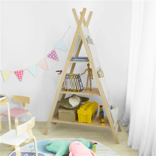 SoBuy KMB30-WN Bibliothèque Étagère sur Pieds Étagère de Rangement pour Enfants