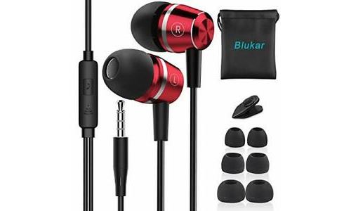 Blukar Ecouteurs Rouge Stereo Oreillette Intra-Auriculaires Filaires Ergonomique.